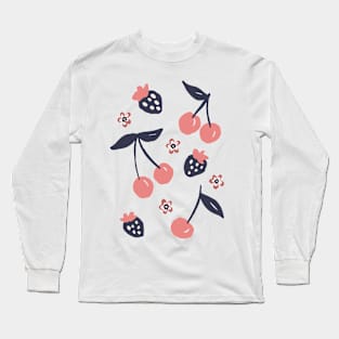 Fun retro summer berry mix cherry and strawberry Long Sleeve T-Shirt